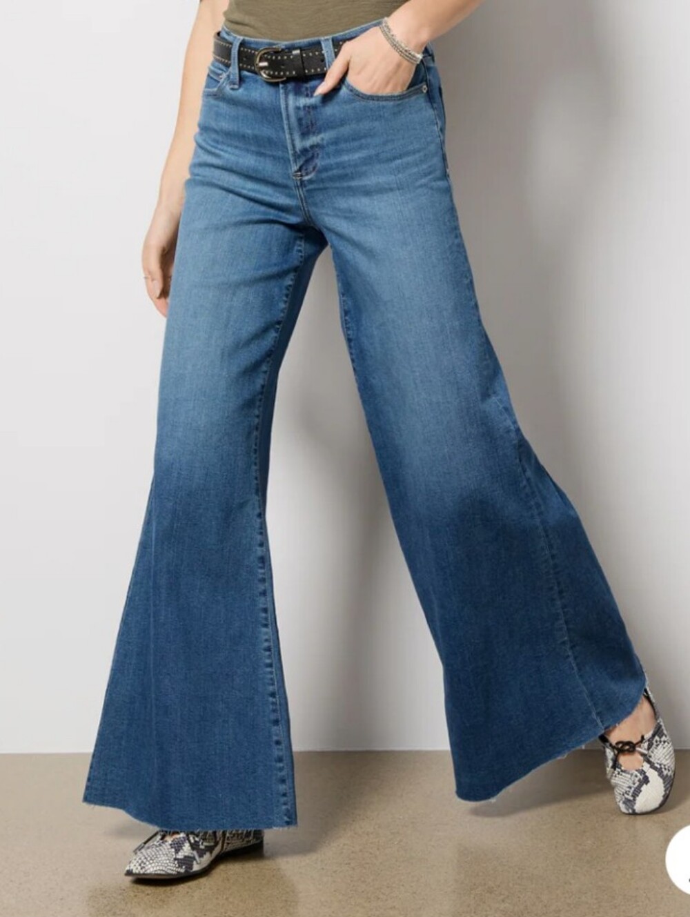 Pistola Wide-Leg High-Rise Jeans in Dark Blue Wash